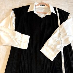 SHEIN - 2 pc Women’s School Girl Outfit. White collar shirt & Sweater Dress Vest